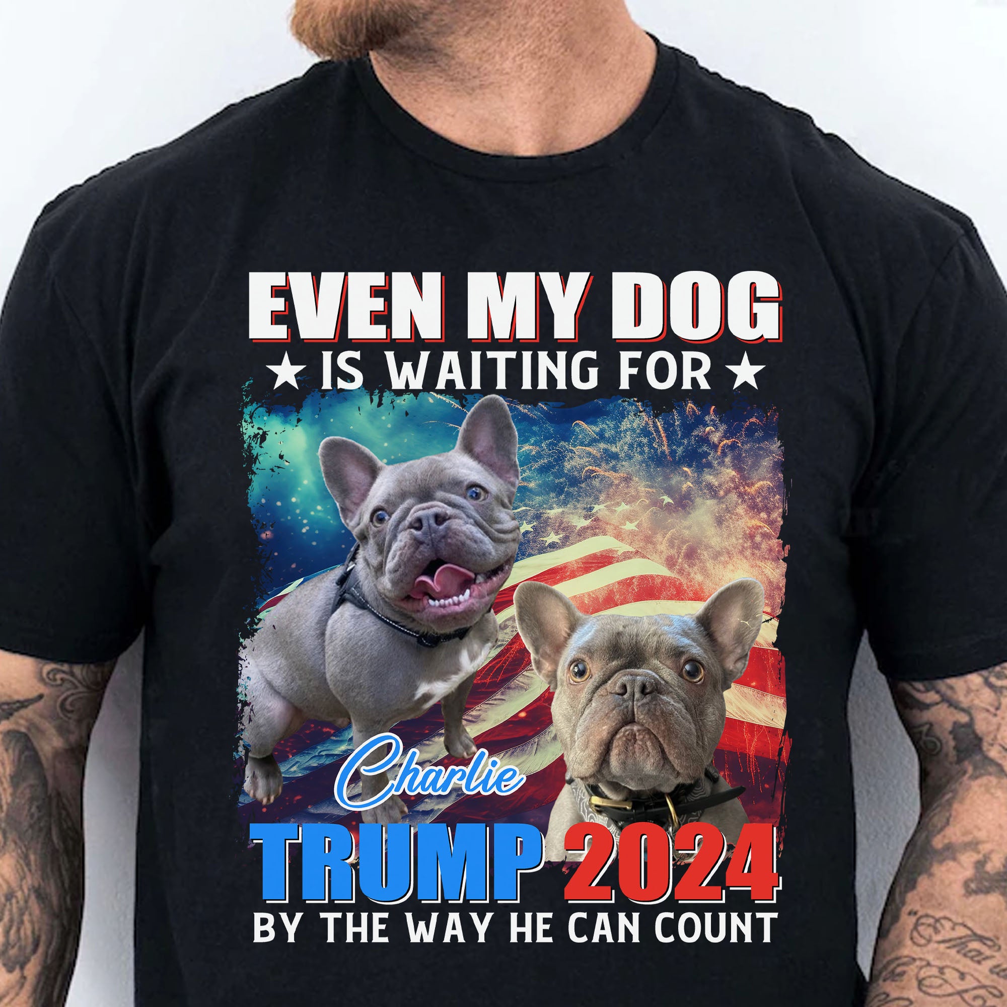 Custom Photo Even My Dogs Are Waiting For Trump 2024 | Election 2024 Shirt | Personalized with Your Own Dog Cat Pet Photo Shirt C1173 - GOP