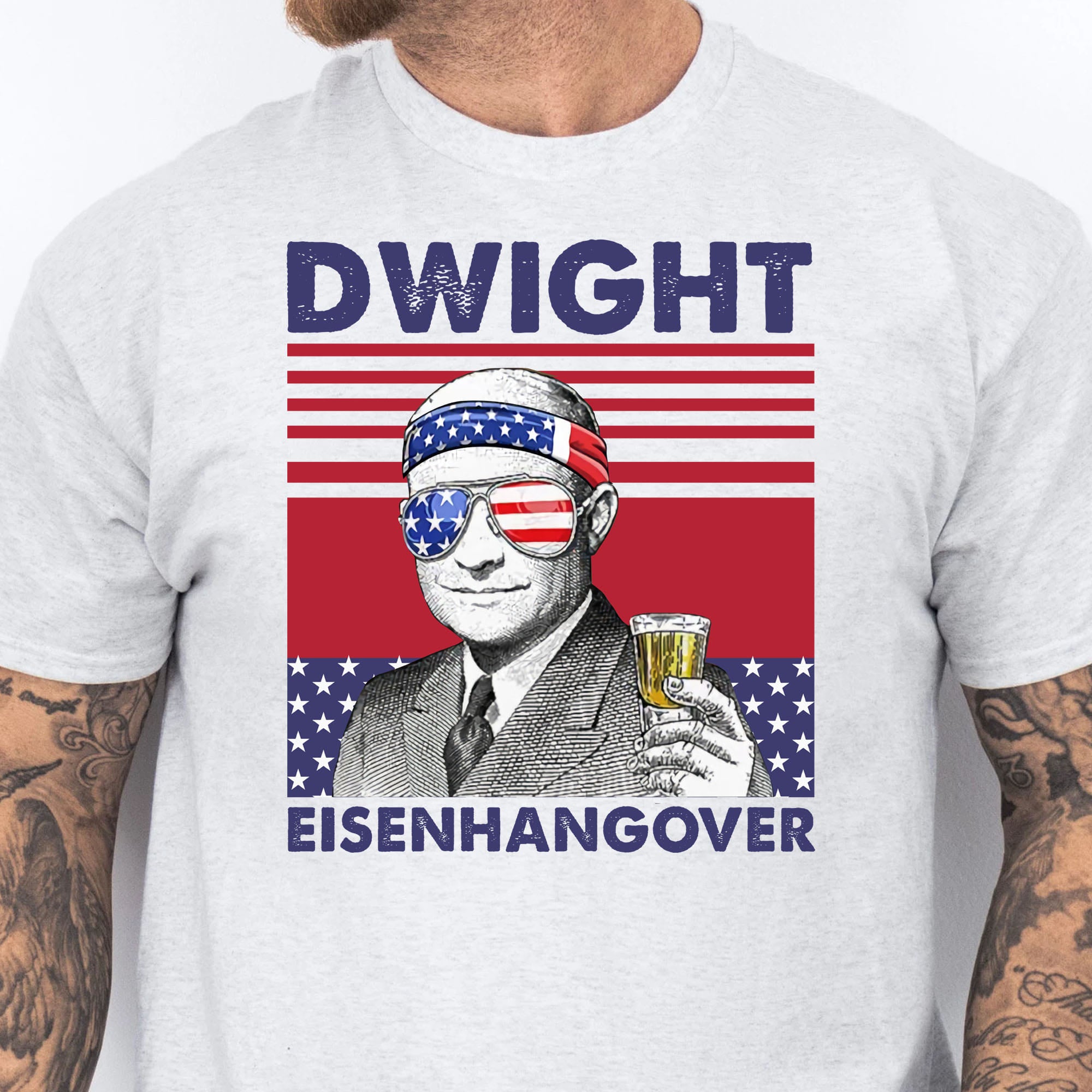 Dwight Eisenhangover Funny 4th Of July Drinking Shirt Bright T1184