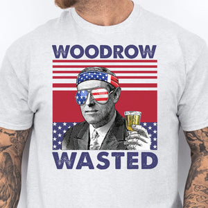 Woodrow Wasted Funny 4th Of July Drinking Shirt Bright T1185