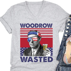 Woodrow Wasted Funny 4th Of July Drinking Shirt Bright T1185