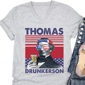 Thomas Drunkerson Funny 4th Of July Drinking Shirt Bright T1187