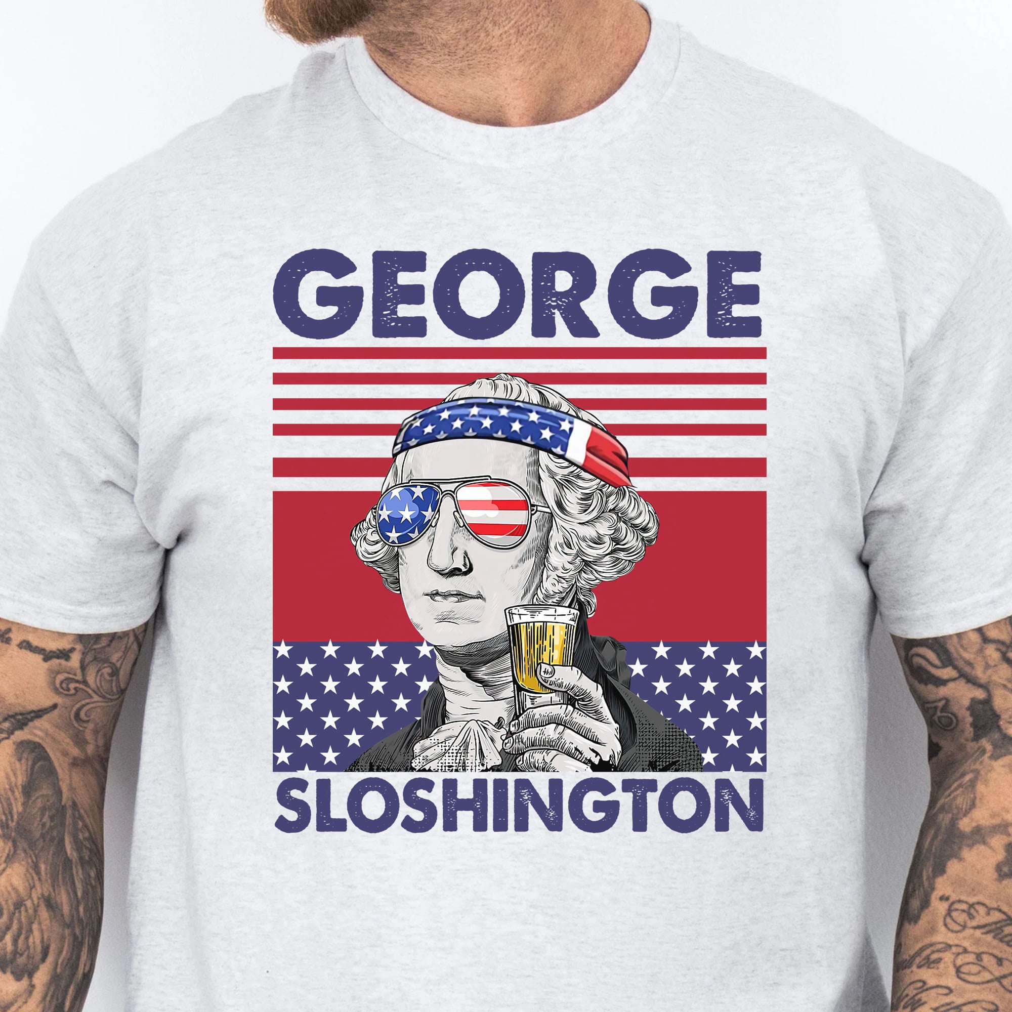 George Sloshington Funny 4th Of July Drinking Shirt Bright T1190