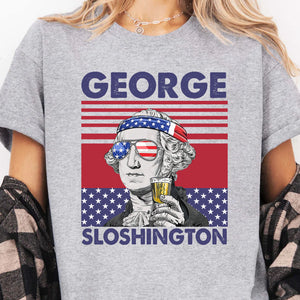 George Sloshington Funny 4th Of July Drinking Shirt Bright T1190