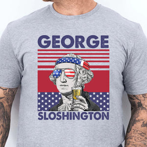 George Sloshington Funny 4th Of July Drinking Shirt Bright T1190