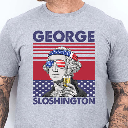 George Sloshington Funny 4th Of July Drinking Shirt Bright T1190