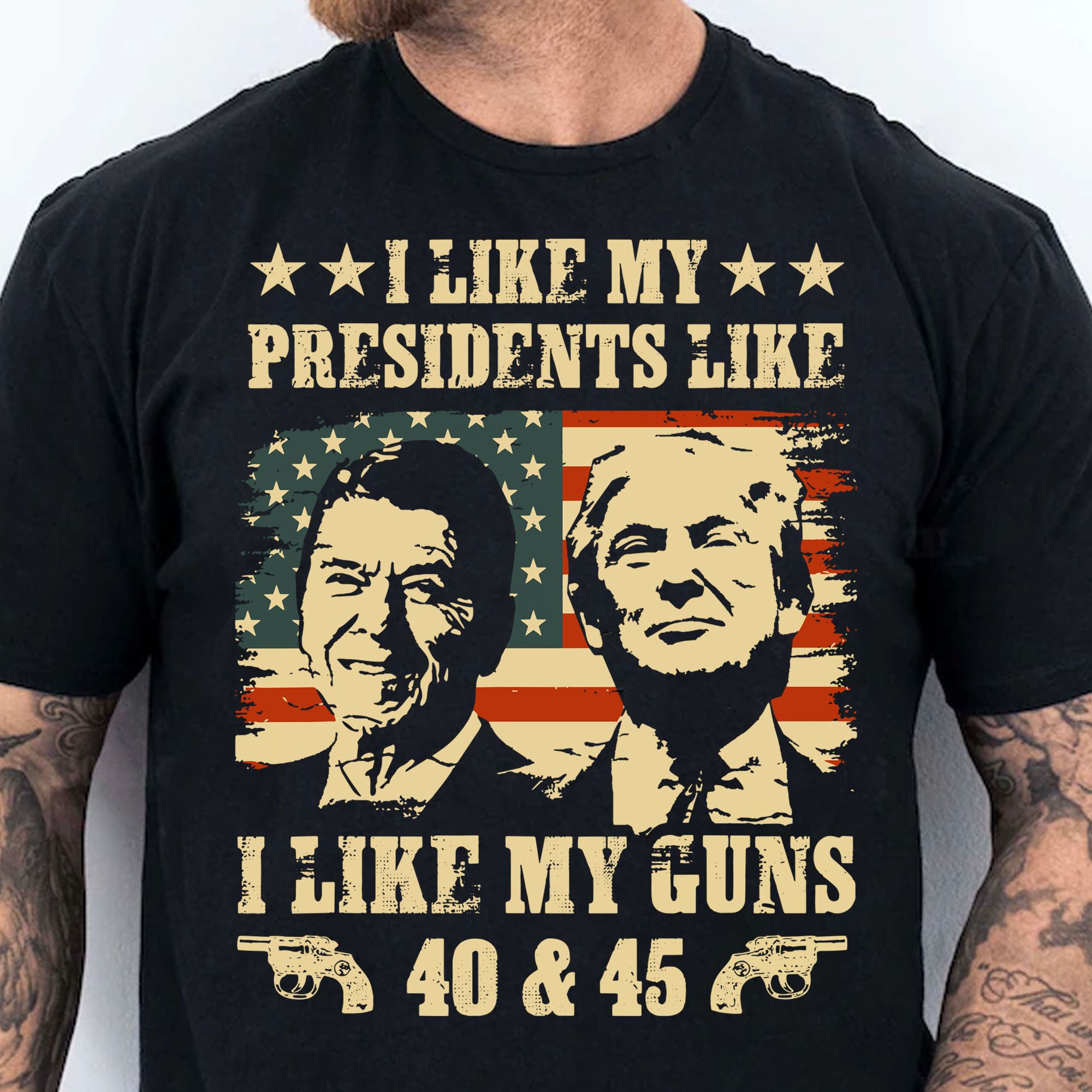 I Like My President I Like My Guns | Trump 2024 Shirt | Political Shirt | Trump Supporters Shirt Dark T1199 - GOP