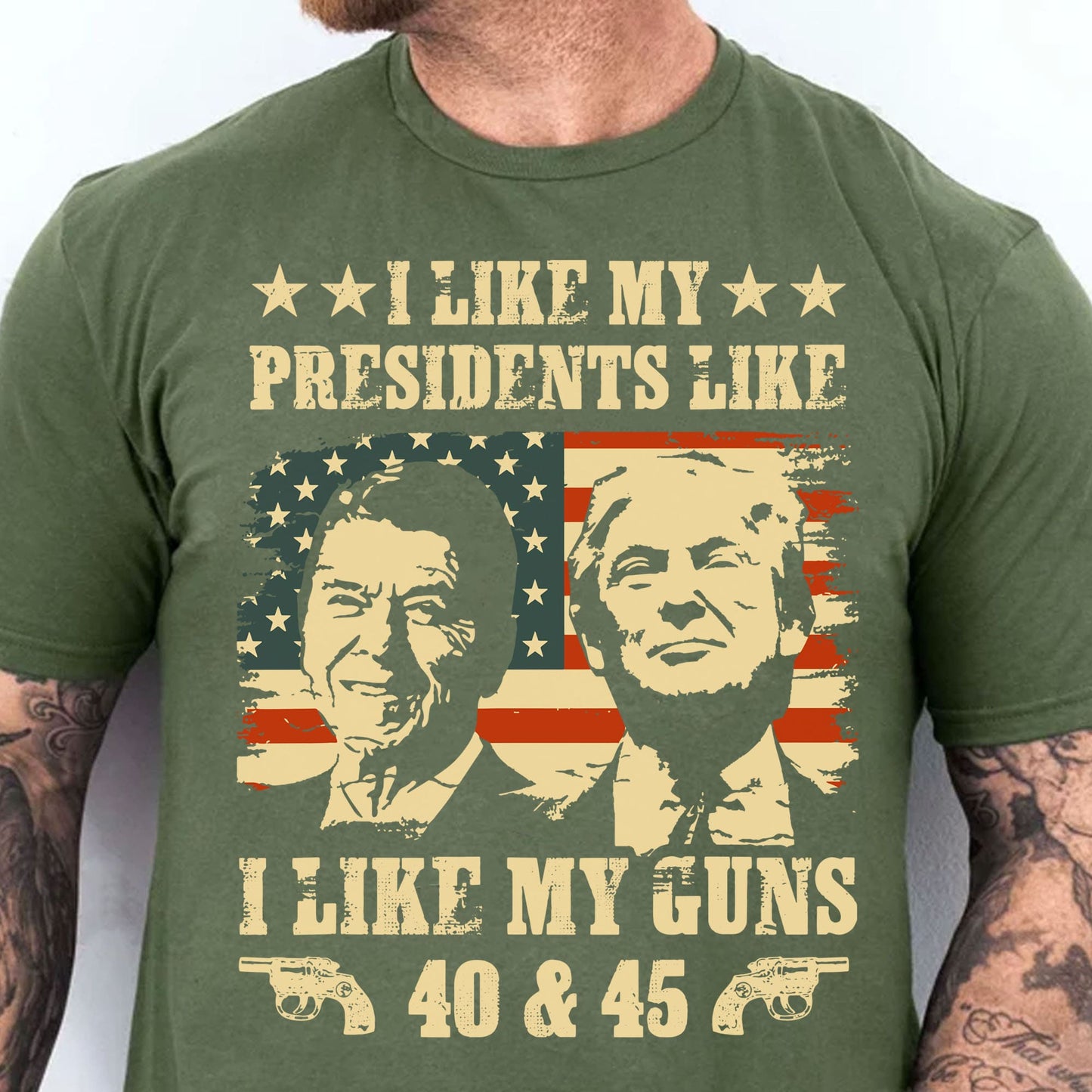 I Like My President I Like My Guns | Trump 2024 Shirt | Political Shirt | Trump Supporters Shirt Dark T1199 - GOP