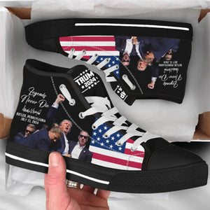 Trump Fight 2024 Unisex Shoes | Trump Pennsylvania Rally | Trump 2024 High Top Canvas Shoes C1204 - GOP