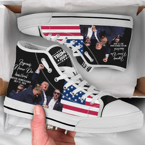 Trump Fight 2024 Unisex Shoes | Trump Pennsylvania Rally | Trump 2024 High Top Canvas Shoes C1204 - GOP