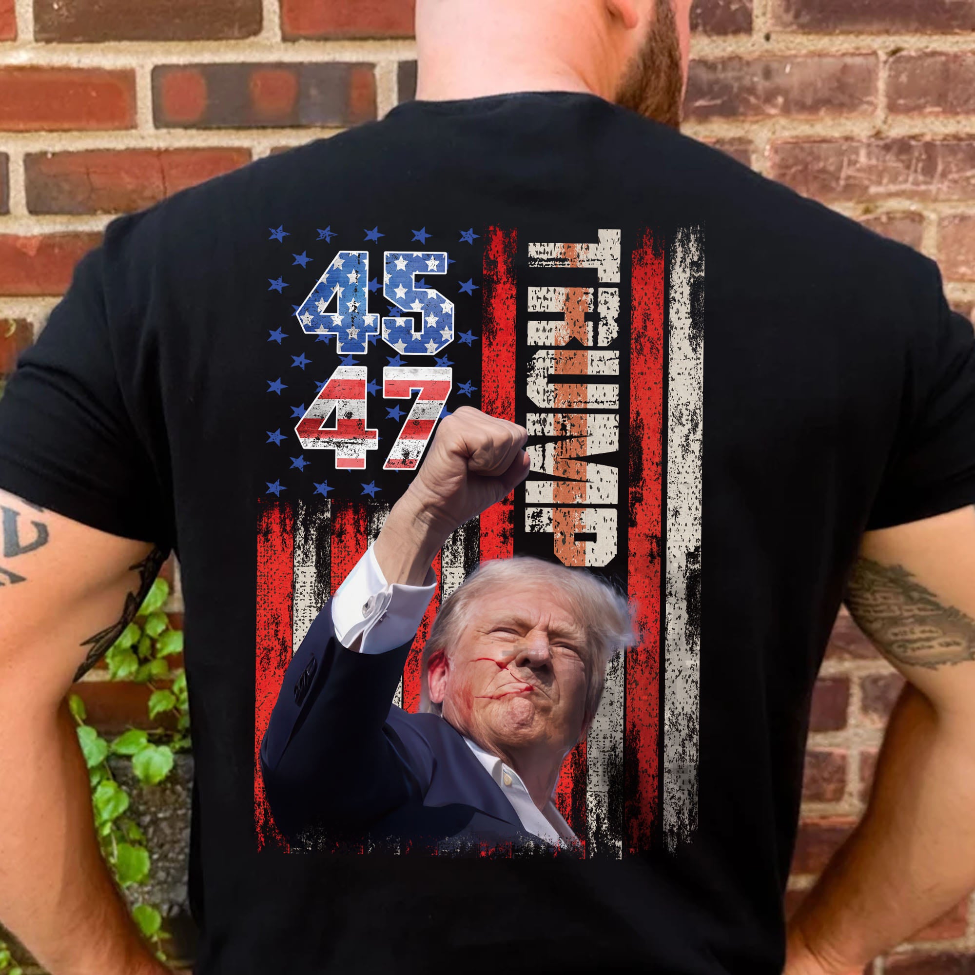 Trump Fight 45 47 Shirt | Political 2024 Shirt | Trump Supporters Backside Shirt Dark T1220 - GOP