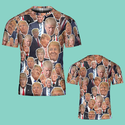 Trump Face Pattern Unisex 3D T-Shirt | Trump 2024 Shirt | Trump Supporters All-Over Printed T-Shirt C1221 - GOP