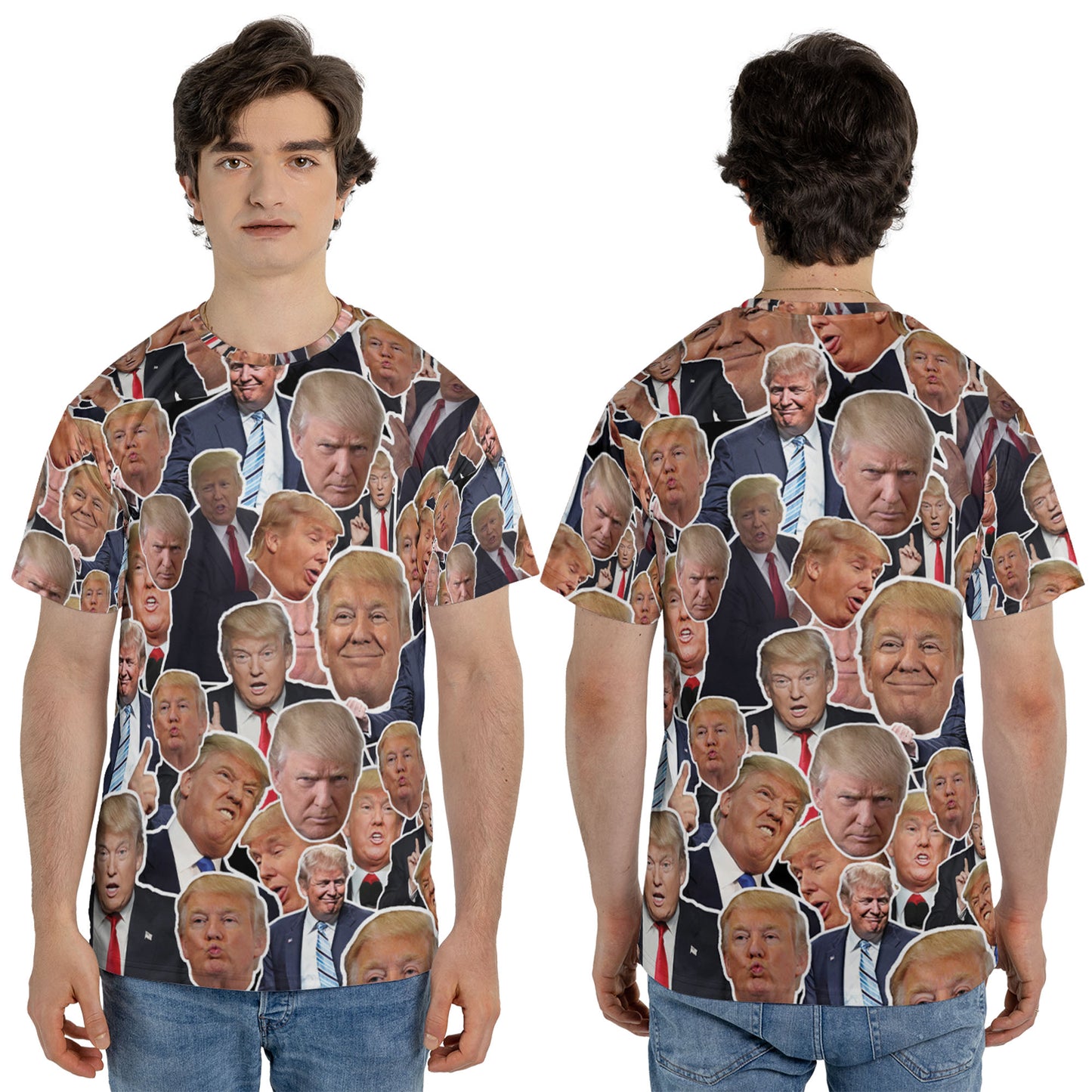 Trump Face Pattern Unisex 3D T-Shirt | Trump 2024 Shirt | Trump Supporters All-Over Printed T-Shirt C1221 - GOP