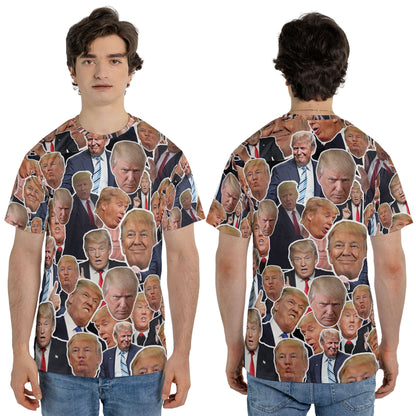 Trump Face Pattern Unisex 3D T-Shirt | Trump 2024 Shirt | Trump Supporters All-Over Printed T-Shirt C1221 - GOP