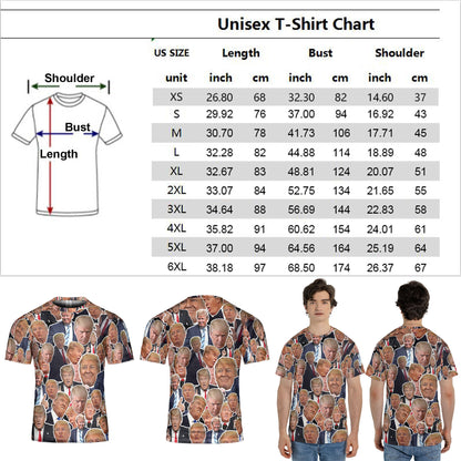 Trump Face Pattern Unisex 3D T-Shirt | Trump 2024 Shirt | Trump Supporters All-Over Printed T-Shirt C1221 - GOP