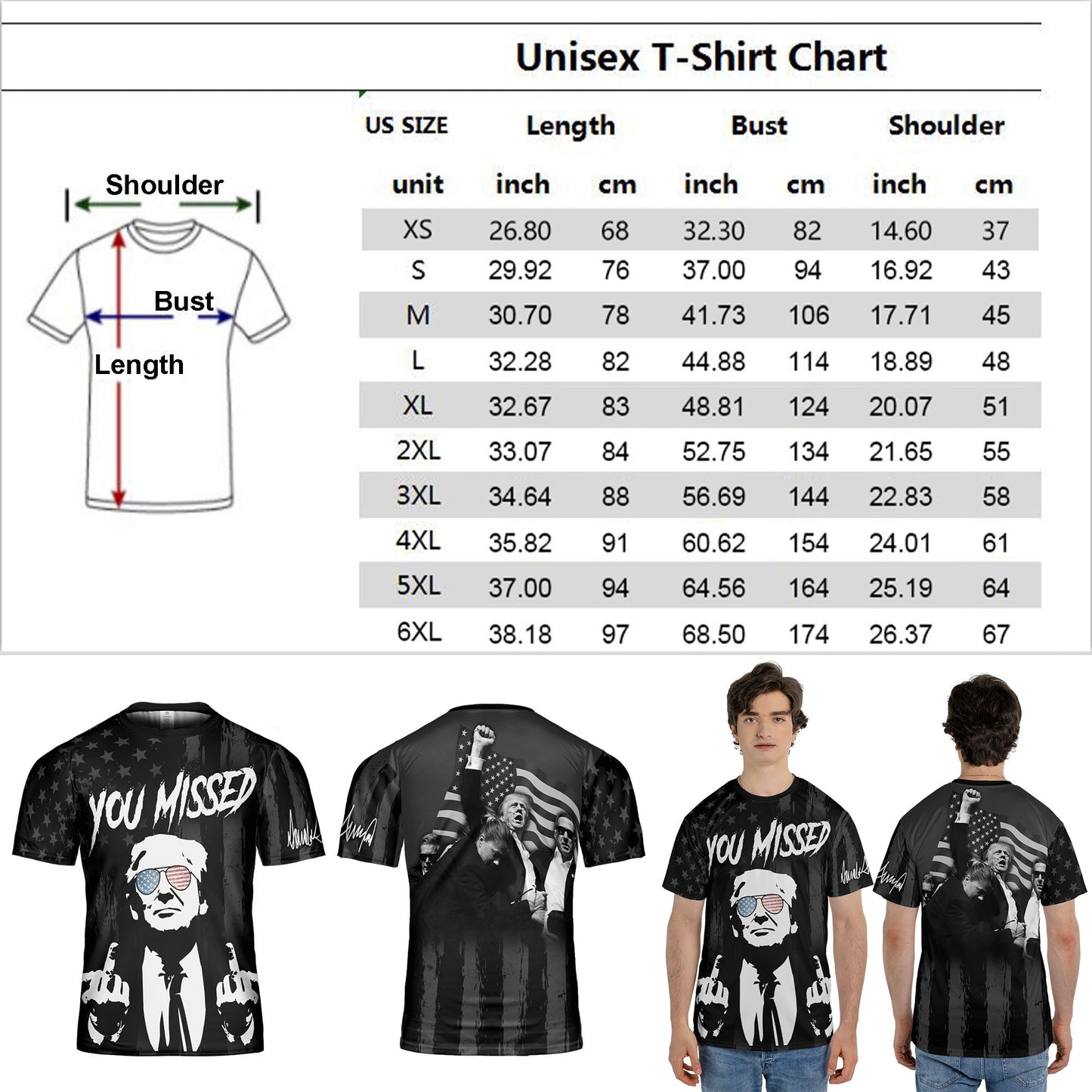 You Missed Unisex 3D T-Shirt | Trump Fight Shirt | Trump Supporters All-Over Printed T-Shirt C1224 - GOP