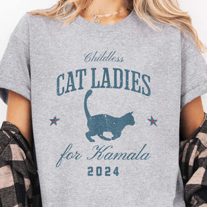 Childless Cat Ladies For Kamala Shirt | Kamala Harris 2024 Shirt | Democrat Shirt Bright T1236 - KH2