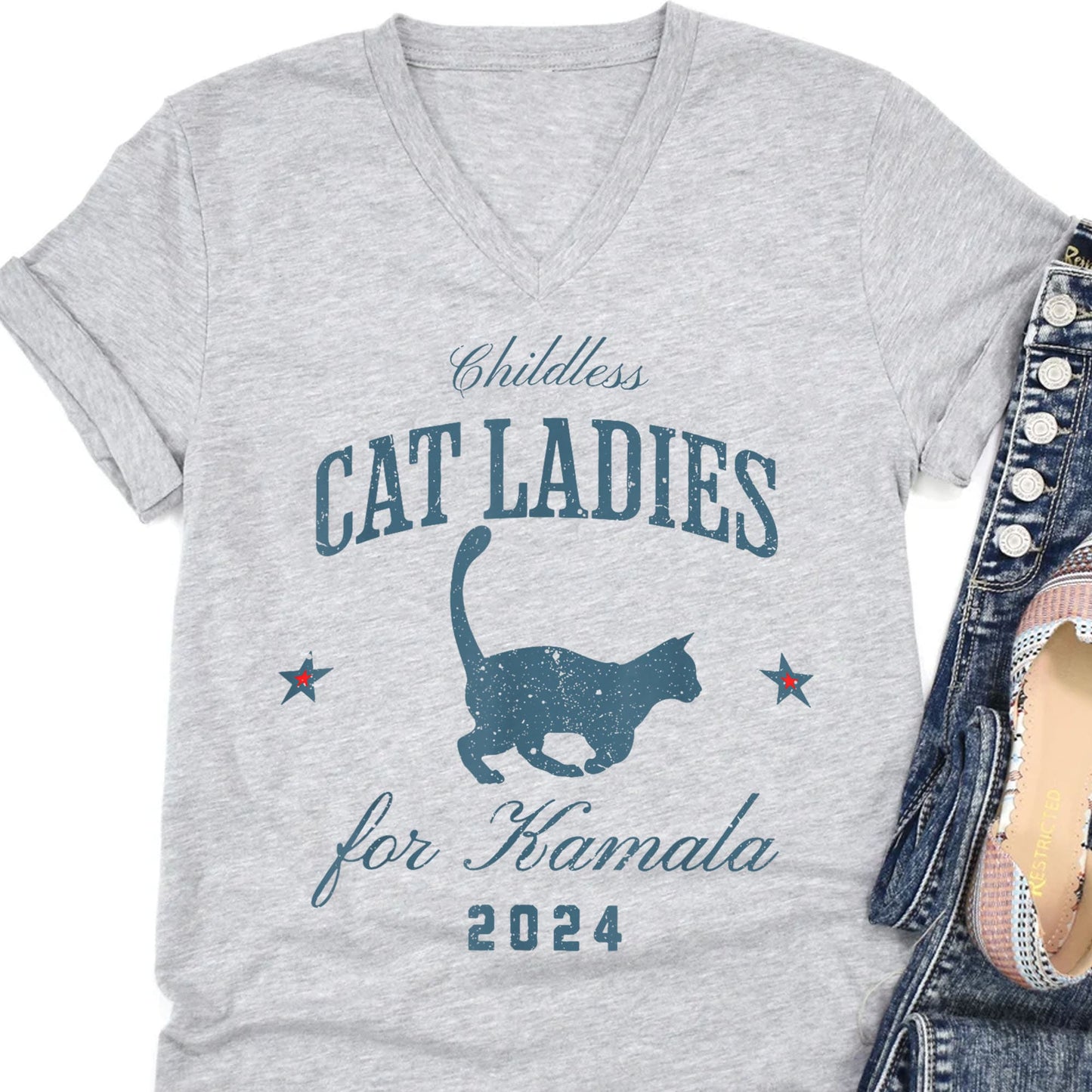Childless Cat Ladies For Kamala Shirt | Kamala Harris 2024 Shirt | Democrat Shirt Bright T1236 - KH2