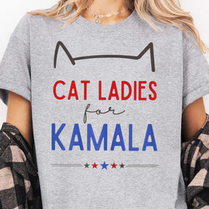 Cat Ladies For Kamala Shirt | Kamala Harris 2024 Shirt | Democrat Shirt Bright T1237 - KH2