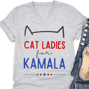 Cat Ladies For Kamala Shirt | Kamala Harris 2024 Shirt | Democrat Shirt Bright T1237 - KH2