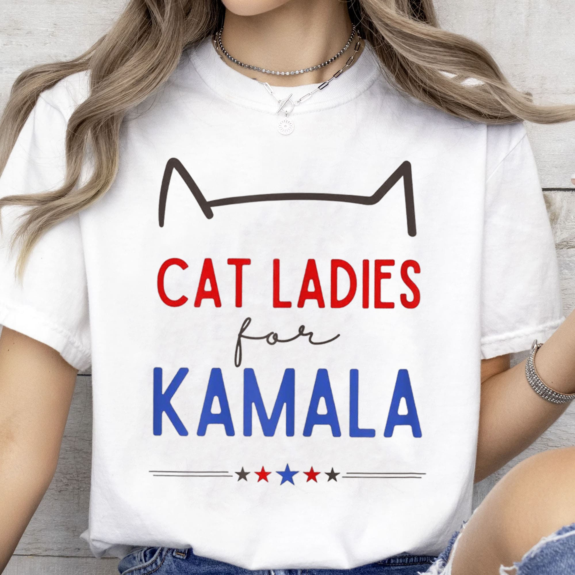 Cat Ladies For Kamala Shirt | Kamala Harris 2024 Shirt | Democrat Shirt Bright T1237 - KH2