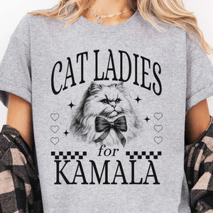 Cat Ladies For Kamala Shirt | Kamala Harris 2024 Shirt | Democrat Shirt Bright T1238 - KH2