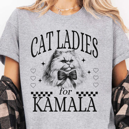 Cat Ladies For Kamala Shirt | Kamala Harris 2024 Shirt | Democrat Shirt Bright T1238 - KH2