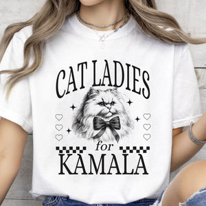 Cat Ladies For Kamala Shirt | Kamala Harris 2024 Shirt | Democrat Shirt Bright T1238 - KH2