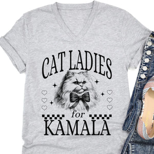 Cat Ladies For Kamala Shirt | Kamala Harris 2024 Shirt | Democrat Shirt Bright T1238 - KH2