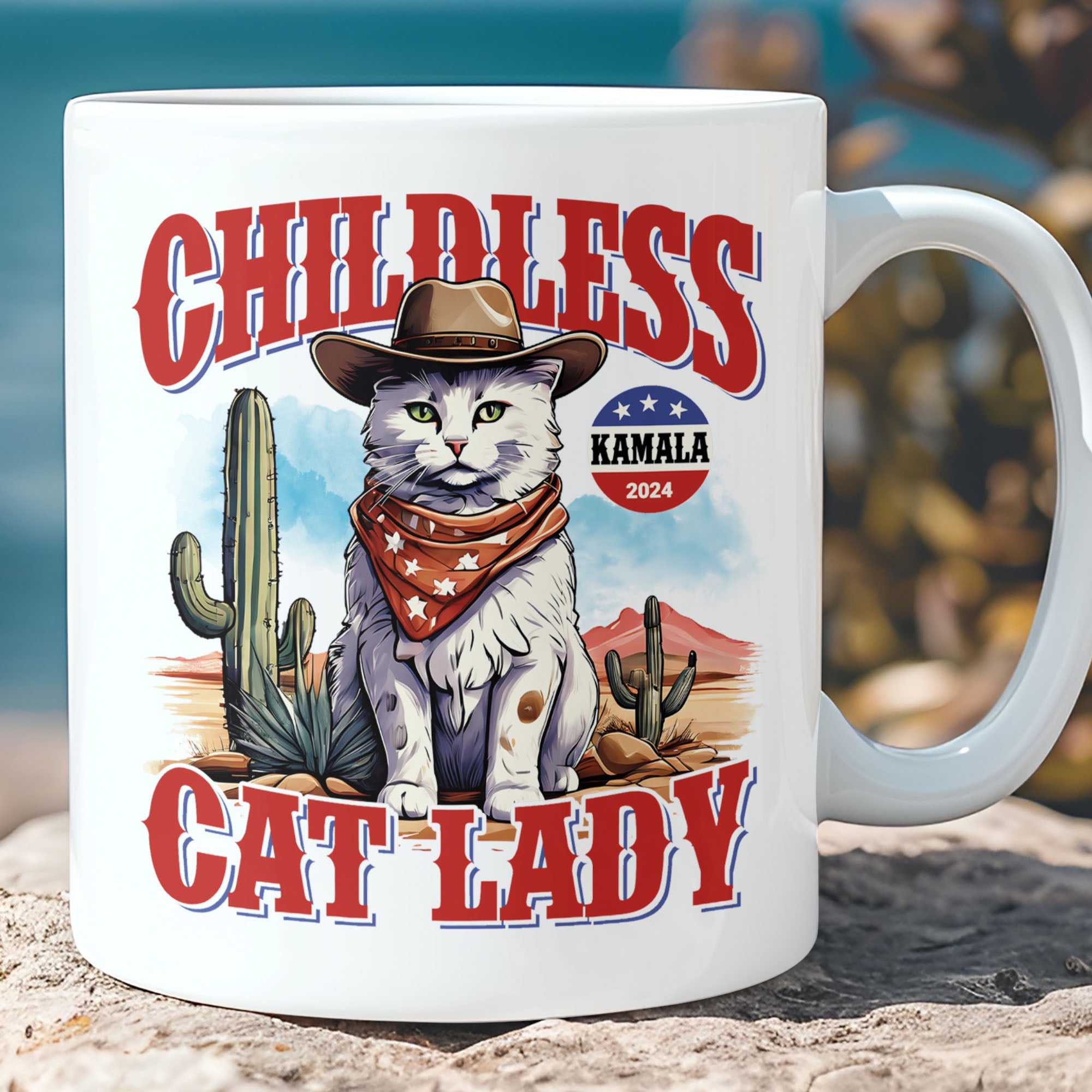 Kamala Childless Cat Lady Mug | Kamala Harris 2024 Mug | Democrat White Mug T1239 - KH2