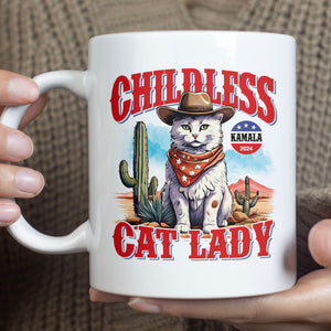 Kamala Childless Cat Lady Mug | Kamala Harris 2024 Mug | Democrat White Mug T1239 - KH2