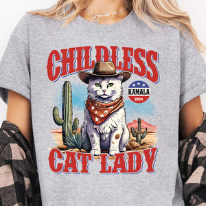 Childless Cat Lady Shirt | Kamala Harris 2024 Shirt | Democrat Shirt Bright T1239 - KH2