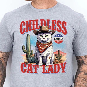 Childless Cat Lady Shirt | Kamala Harris 2024 Shirt | Democrat Shirt Bright T1239 - KH2