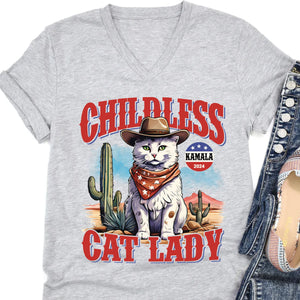 Childless Cat Lady Shirt | Kamala Harris 2024 Shirt | Democrat Shirt Bright T1239 - KH2