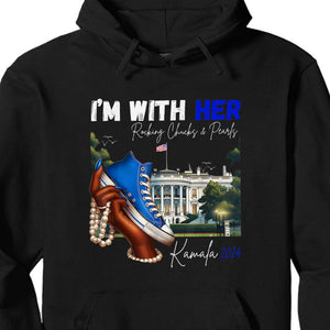 I'm With Her Rocking Chucks and Pearls | Kamala Harris 2024 Shirt | Democrat Shirt Dark T1241 - KH2