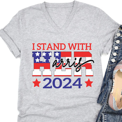 I Stand With Her Shirt | Kamala Harris 2024 Shirt | Democrat Shirt Bright T1260 - KH2