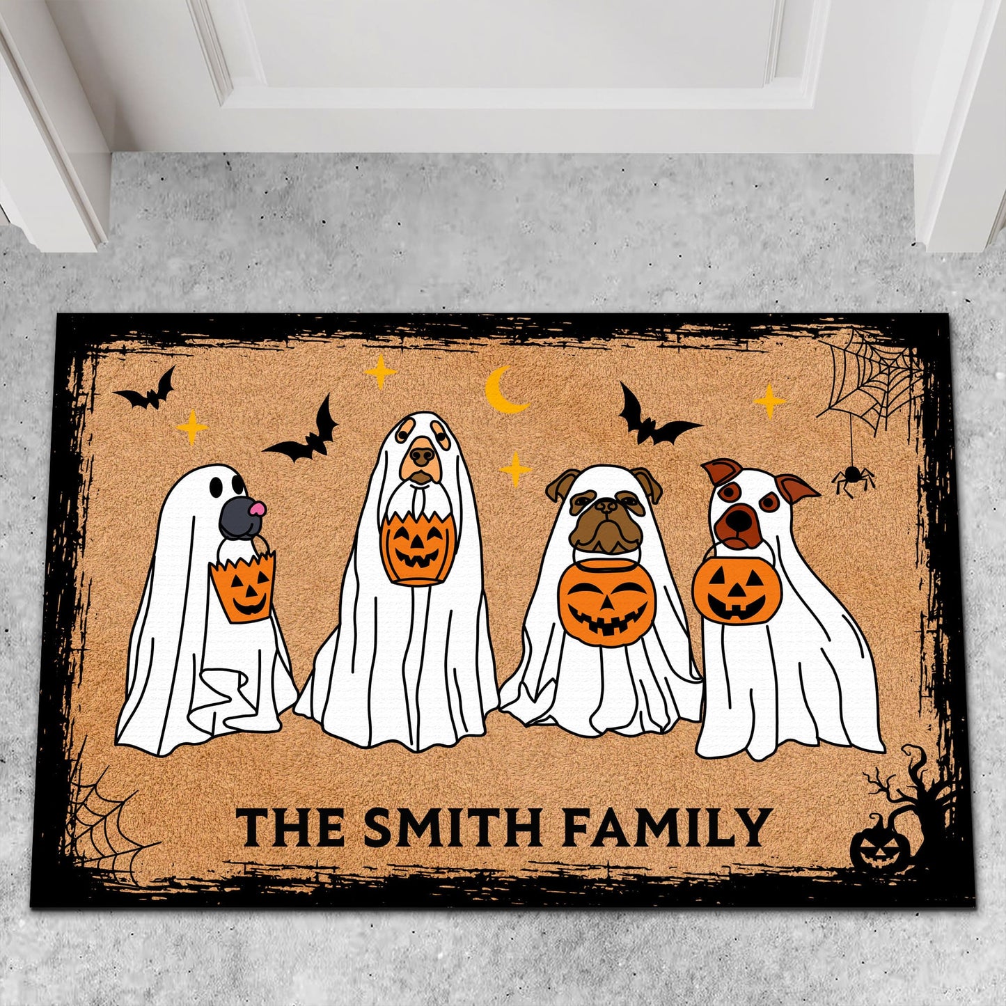 Ghost Dogs Halloween Doormat, Halloween Welcome Mat, Dog Lover Doormat, Funny Halloween Doormat T1268