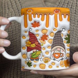 3D Gnomes Mug, Fall Vibes Mug, Halloween Spooky Vibes Puff Mug, Halloween 3D Inflated Mug T1269