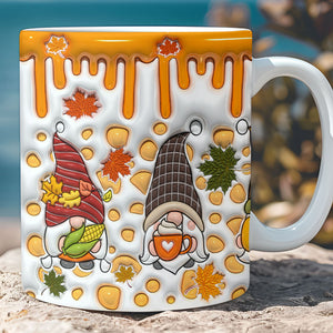 3D Gnomes Mug, Fall Vibes Mug, Halloween Spooky Vibes Puff Mug, Halloween 3D Inflated Mug T1269