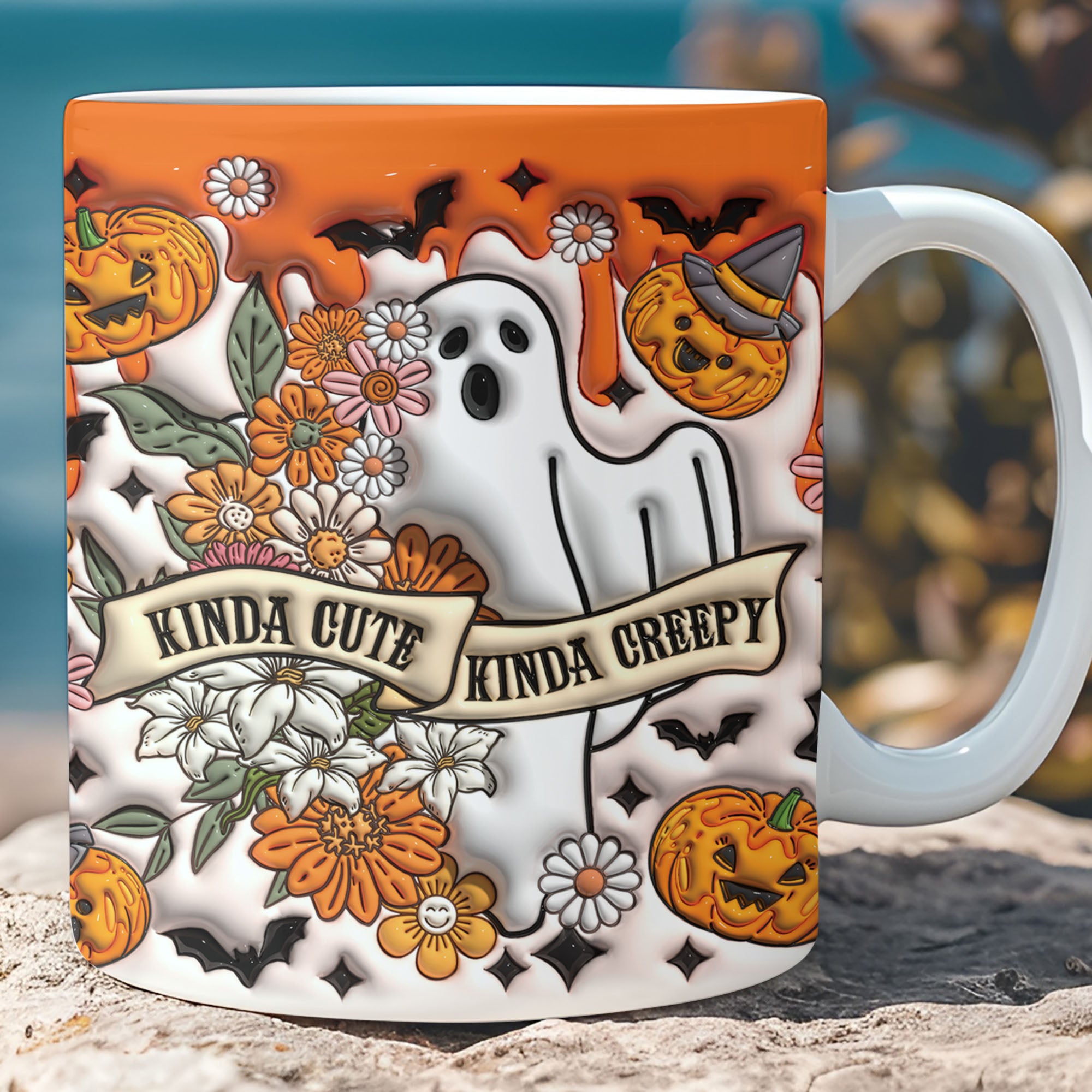 Kinda Cute Kinda Creepy Inflated Mug, Halloween Mug, 3D Halloween Puff Mug, Halloween 3D Inflated Mug T1273