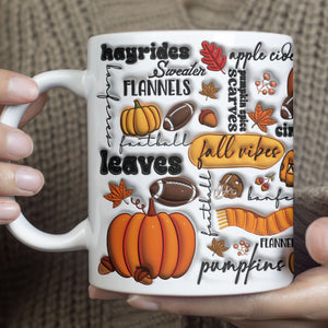 3D Inflated Fall Vibes Mug, 3D Fall Mug, Pumpkin Puff Mug, Halloween 3D Inflated Mug T1274