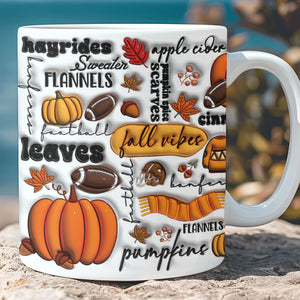 3D Inflated Fall Vibes Mug, 3D Fall Mug, Pumpkin Puff Mug, Halloween 3D Inflated Mug T1274