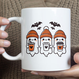 Cute Coffee Ghosts Mug, Puff Ghost Mug, Halloween Mug T1280