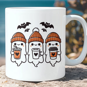 Cute Coffee Ghosts Mug, Puff Ghost Mug, Halloween Mug T1280