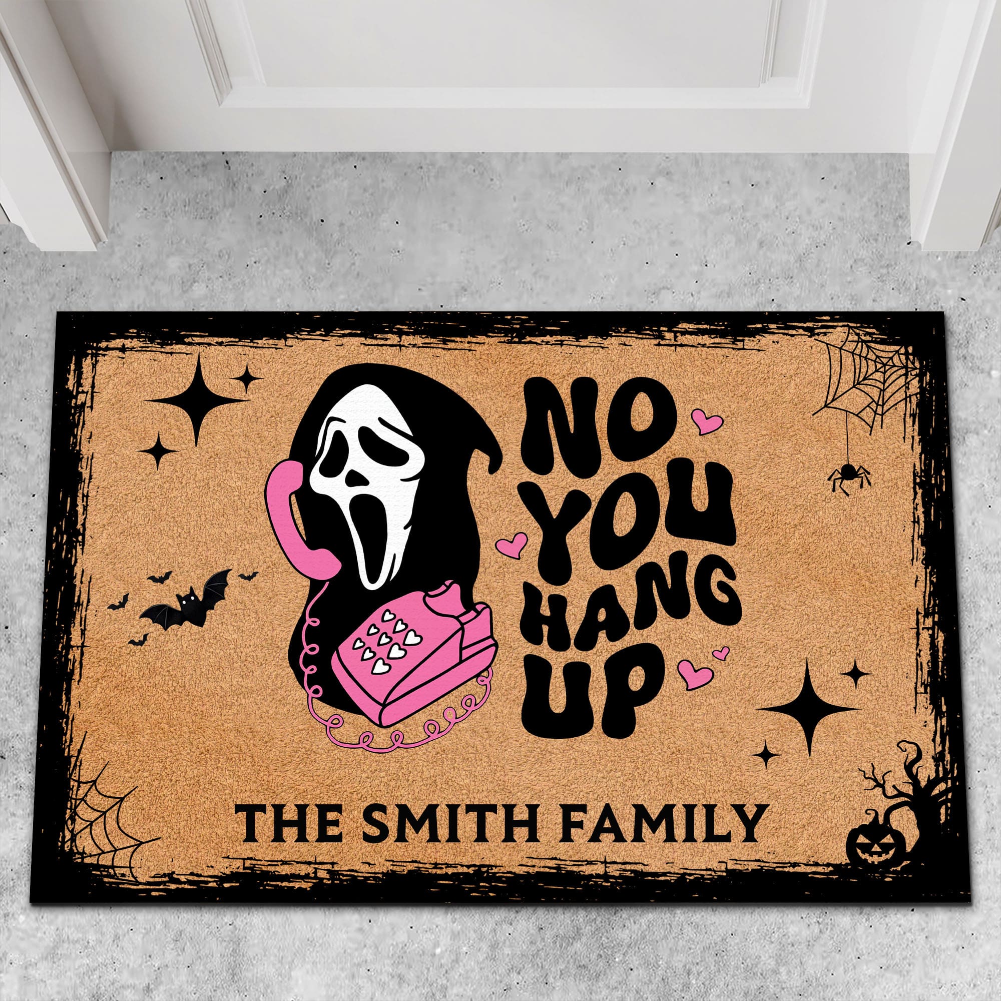 No You Hang Up Doormat, Halloween Welcome Mat, Spooky Horror Mat, Funny Halloween Doormat T1285