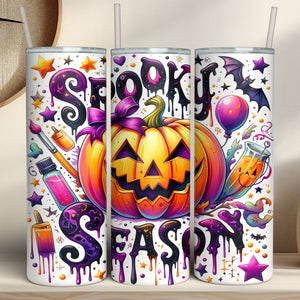 Spooky Season Tumbler, Spooky Pumpkin Tumbler, Halloween Skinny Tumbler T1301