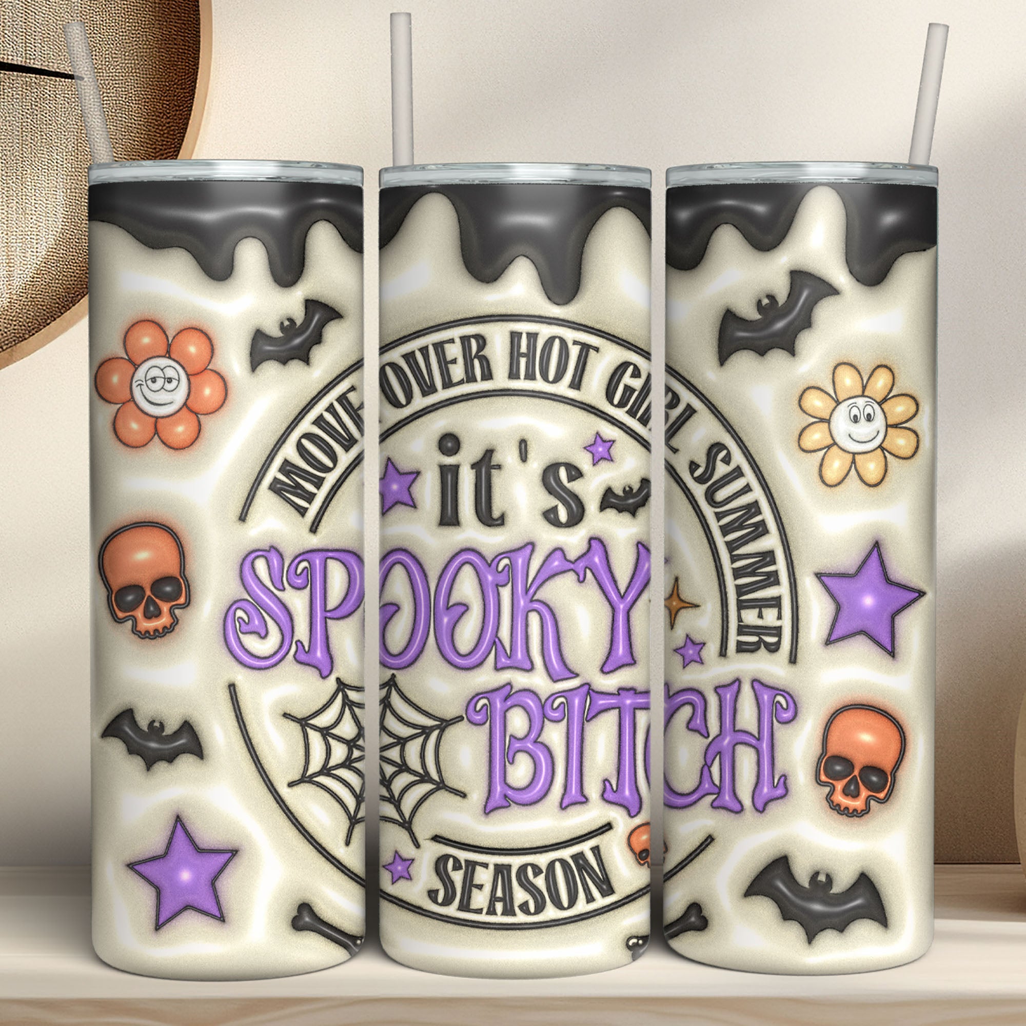 It's Spooky Bitch Tumbler, Halloween Skinny Tumbler, Halloween 3D Inflated Tumbler T1303