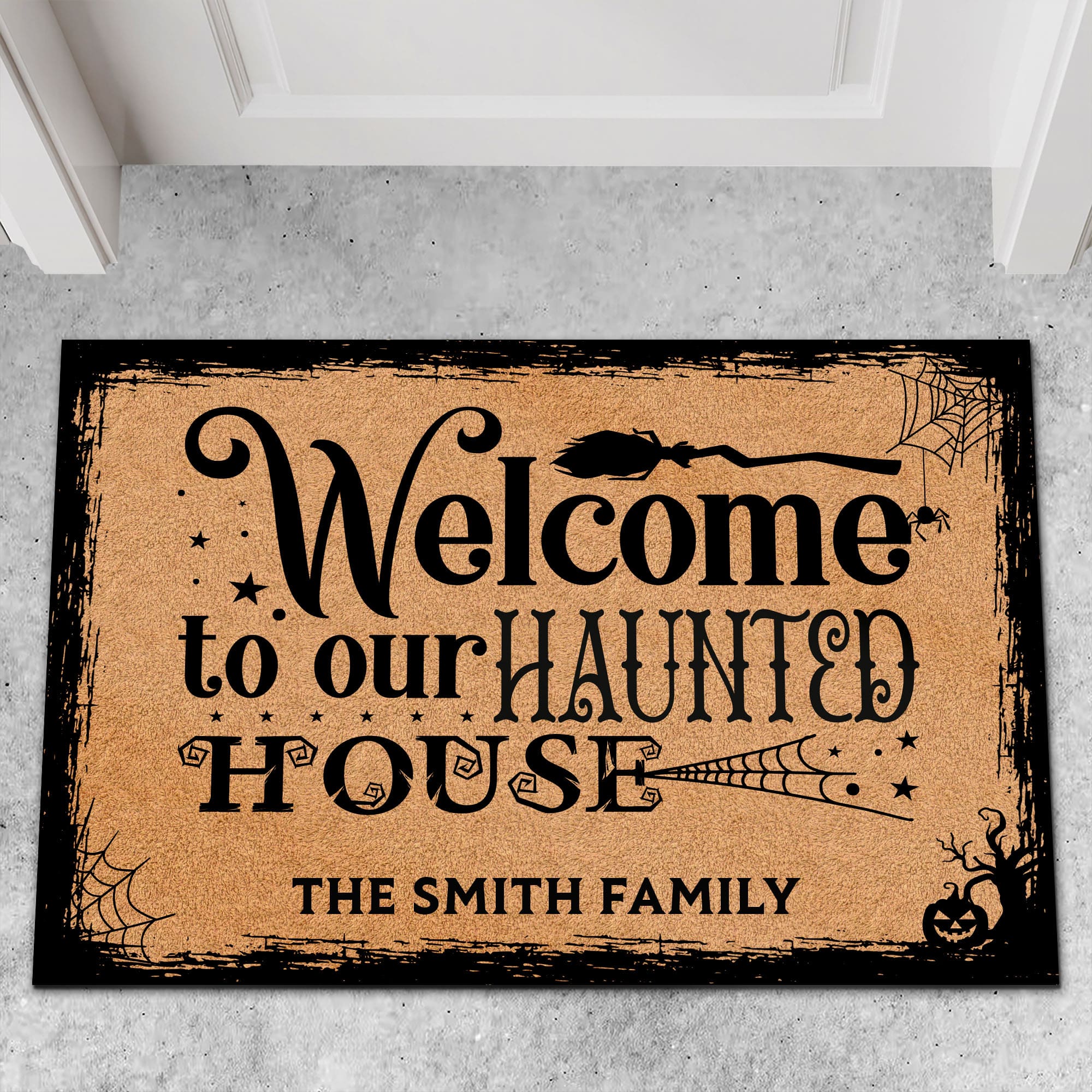 Welcome To Our Haunted House Doormat, Halloween Welcome Mat, Funny Halloween Doormat T1307