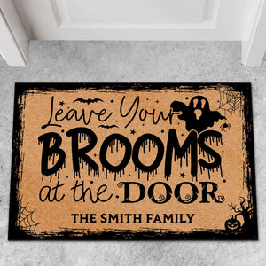 Leave Your Brooms At The Door Doormat, Halloween Welcome Mat, Funny Halloween Doormat T1308