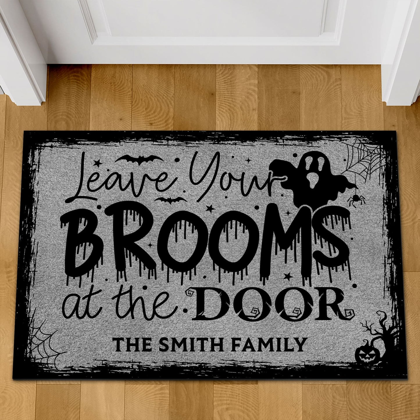 Leave Your Brooms At The Door Doormat, Halloween Welcome Mat, Funny Halloween Doormat T1308