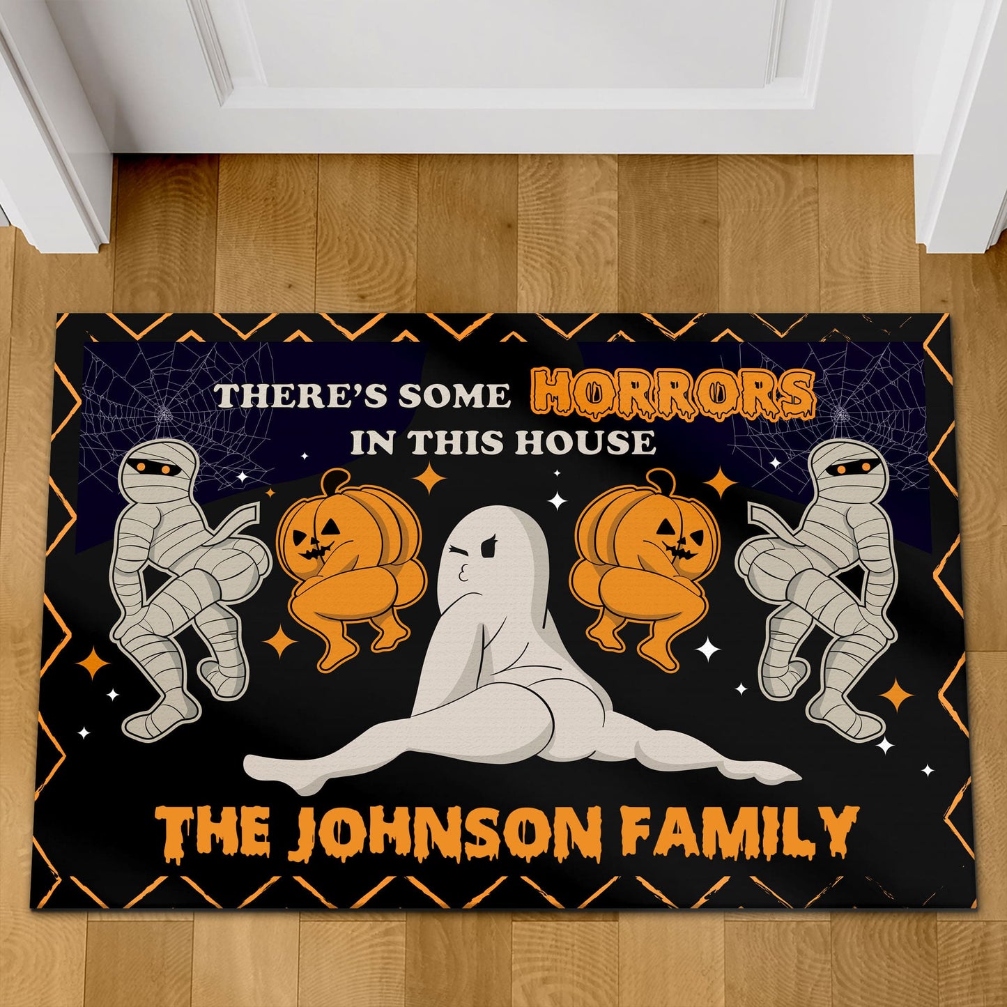 There's Some Horrors In This House Doormat, Halloween Welcome Mat, Funny Halloween Doormat T1312